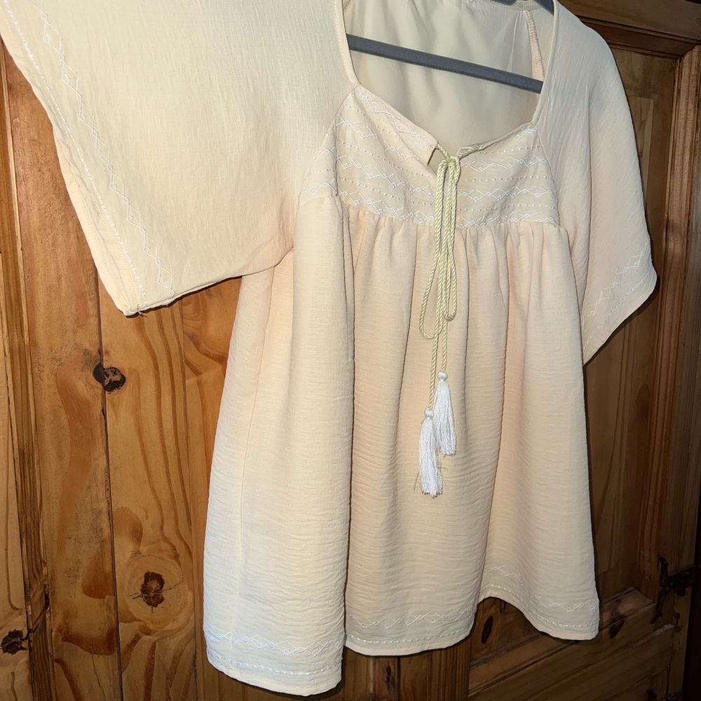 Tea n Rose yellow babydoll top. SZ. S - Picture 3 of 8